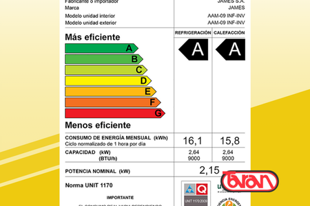 AIRE ACONDICIONADO INVERTER JAMES 9000 BTU AAM-09 INF-INV