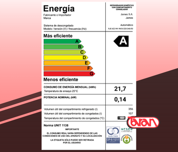REFRIGERADORES CON FREEZERS JAMES RJE 622 INV INOX
