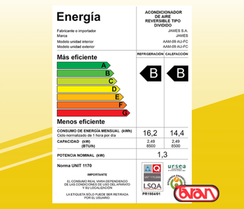 AIRE ACONDICIONADO 24000 BTU JAMES AAM-24 FT-FC